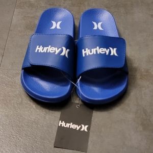 Hurley Sandals, Kids Sandals With Adjustable Velcro, Blue & White, Size 1
